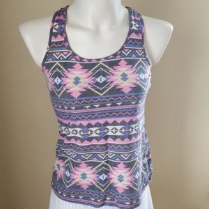 EUC Self Esteem junior tank top geo design sz L